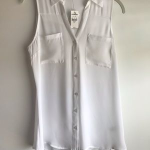 Express White Sleeveless Button Down Shirt